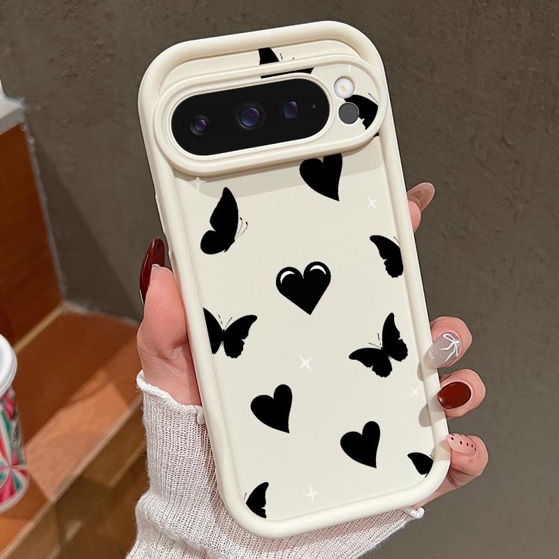 

Ударопрочный чехол для телефона TPU с принтом Love Hearts для Google Pixel 9 Pro XL 8 Pro 8A с рисунком бабочки, защитный чехол для объектива, мягкий матовый бампер Google Pixel 8A розовый