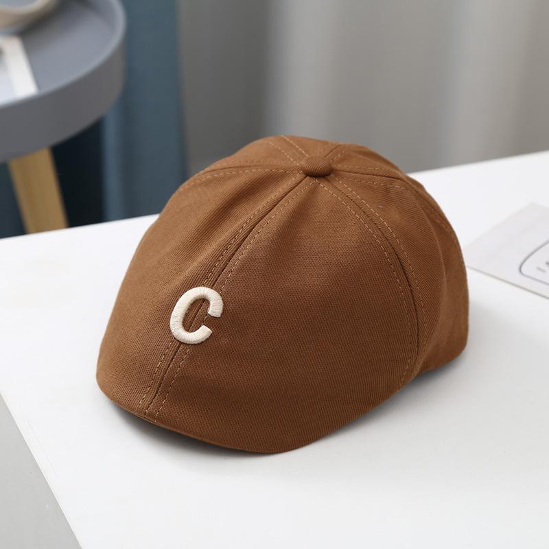 For Hat Cletter Embroidered Beret Baby Solid Color Hip Hop Toddler Artist Painter Cap Spring Summer Cotton Kids Newsboy Caps