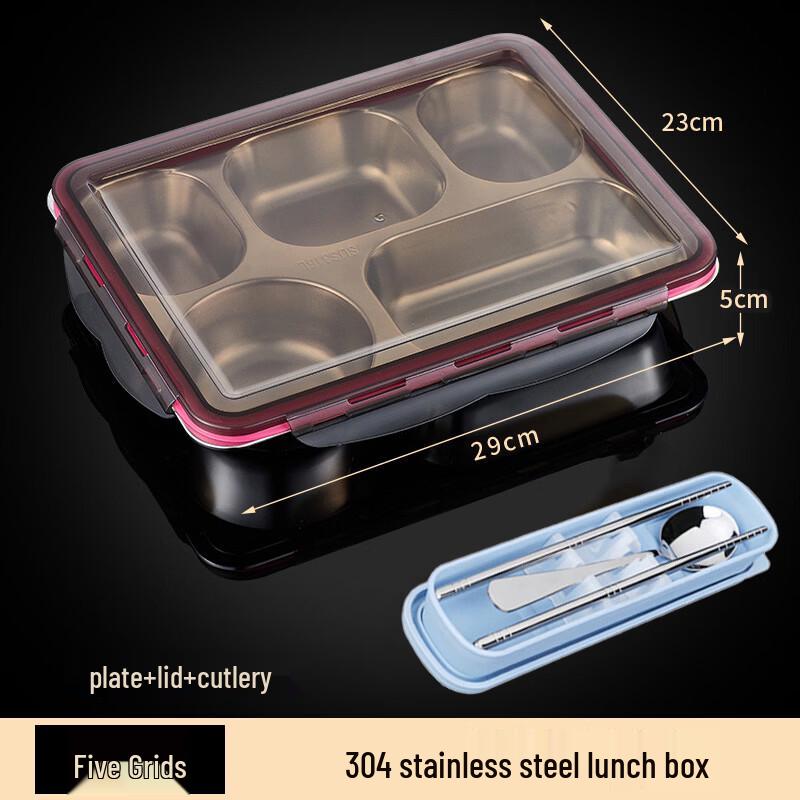 

Japanese Style 304 Stainless Steel 5-Compartment Lunch Box