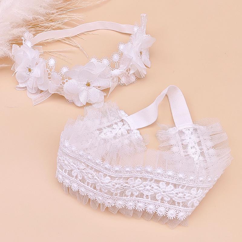 Baby White Lace Flower Headband with Bow for Girls – Sweet Princess, Birthday, Hundred Days Elastic Headband.