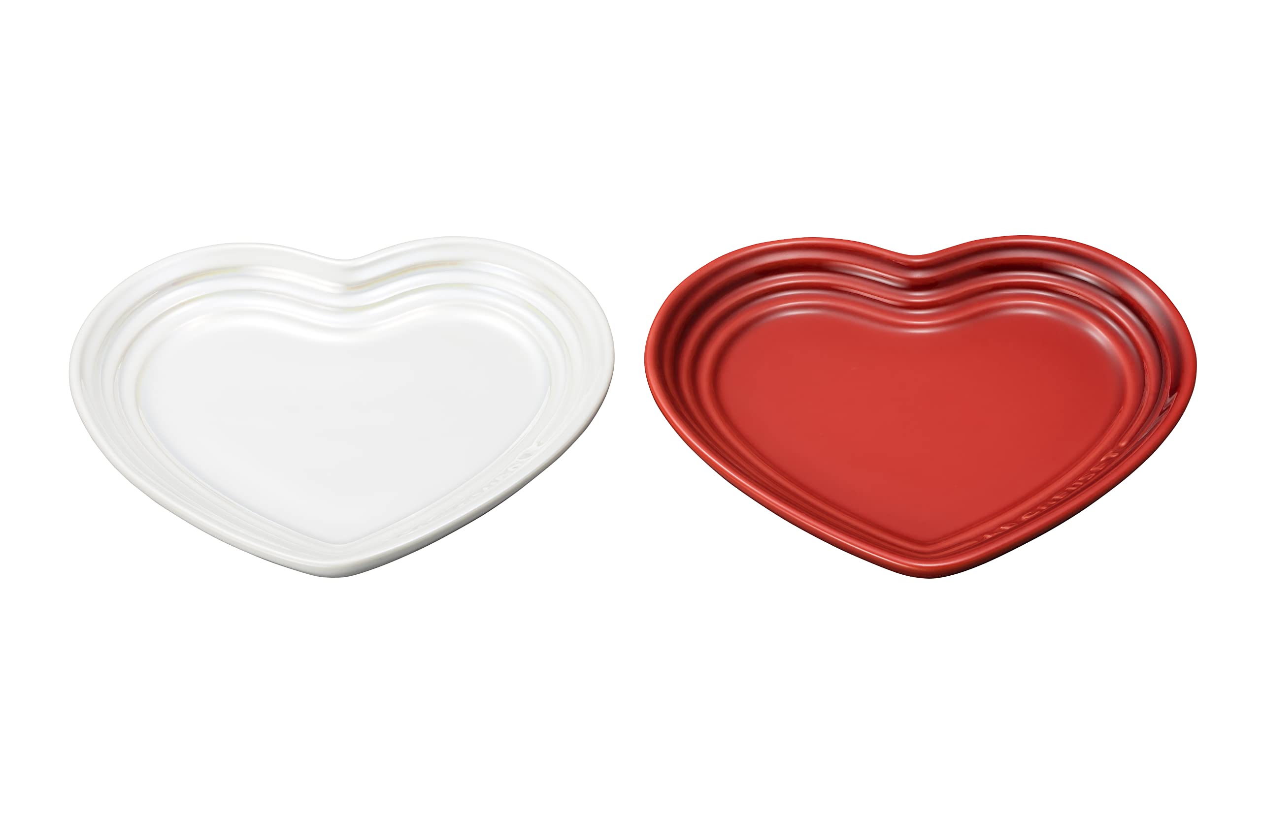 Le Creuset Heart Plate (S) Cherry Red White Luster