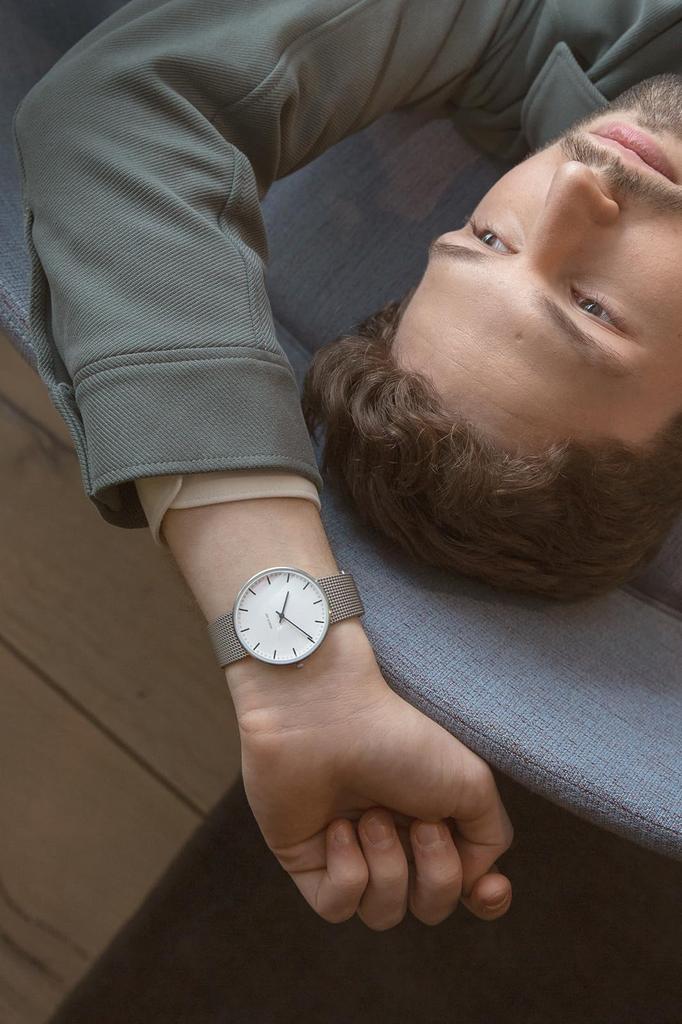 ARNE JACOBSEN Watch 40mm Scandinavian Design Daily Life Waterproof Design without Second CITYHALL White Silver Mesh Belt (Quiet Hand) 53202-2008