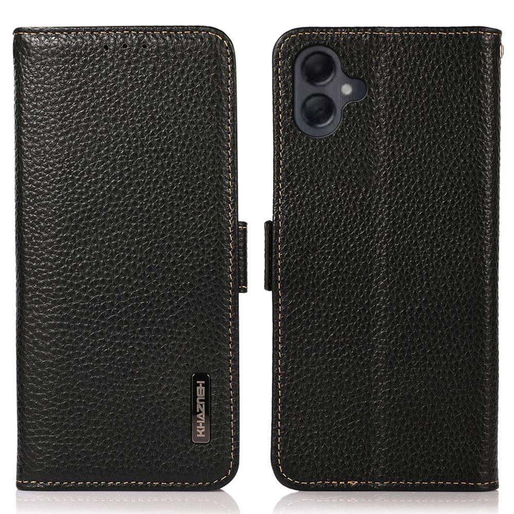 KHAZNEH For Samsung Galaxy A06 4G Phone Case Genuine Cow Leather Cover RFID Blocking