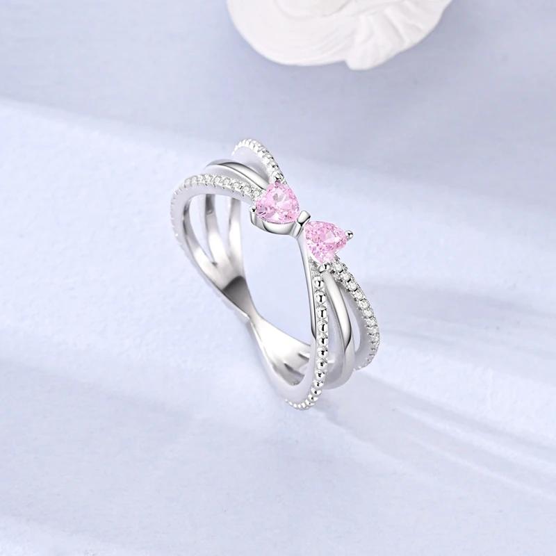 New copper Infinity Love Pink Heart Sparkling Cubic Zircon Rings Evil Eye Signet Ring for Women Protection Lucky Jewellery Gift