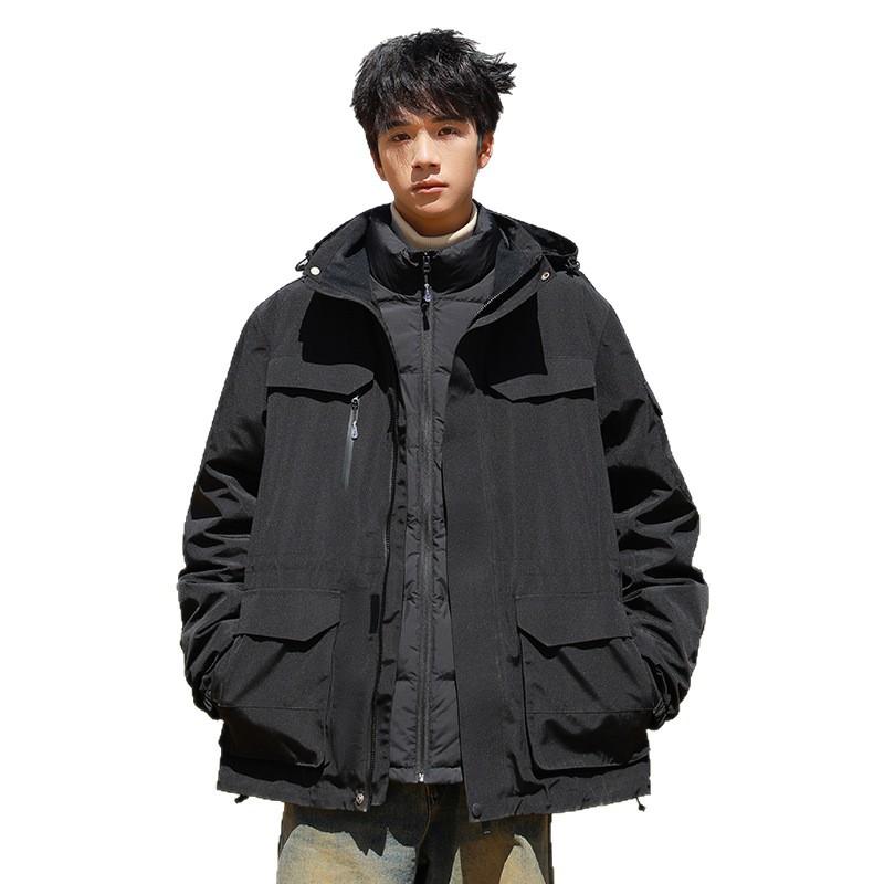Down Jacket Men's Winter New Detachable Jacket White Duck Down Thickened Warm Loose Jacket Jacket for Men