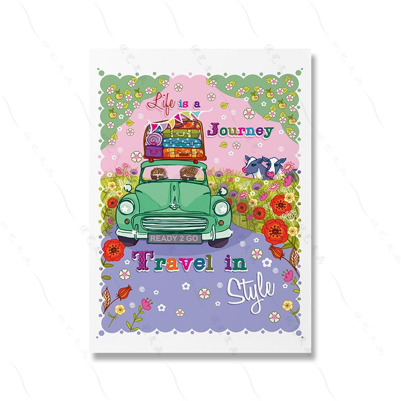 

Классический автомобильный плакат с цветочным принтом собаки, цитата, художественный принт на холсте, мультяшная иллюстрация чая, забавная рыжая кошка, домашний декор для комнаты, живопись 21x30cm No Framed