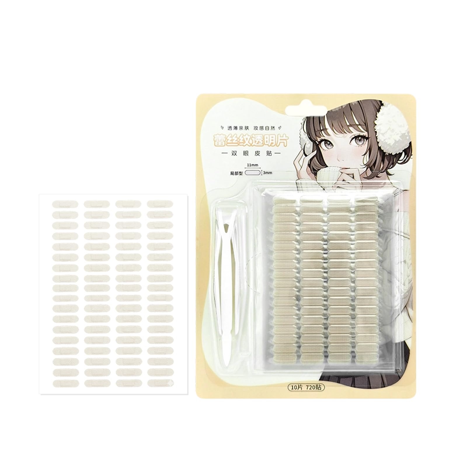 HESBUTY Double Eyelid Tape, Partial Use, 10 Pieces, Eyelid Tape, Point Correction, Double Eyelid Sticker, Strong Adhesive, Concealing, Embedded