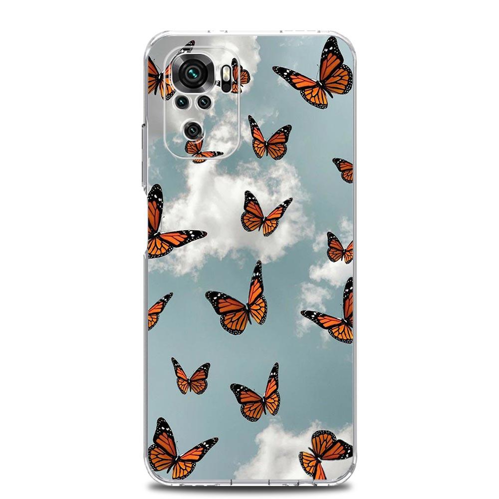 New Square Clear Soft Phone Case For Xiaomi Redmi Note 12 11 9S 9 8 10 Pro+ 7 8T 9C 9A 8A K40 Gaming Silicone Cover butterfly