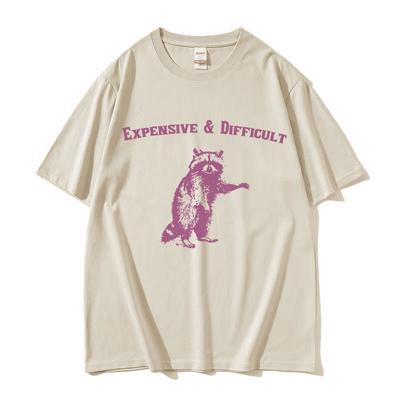 Expensive & Difficult Raccon Funny Meme T Shirt Women Retro Harajuku Fashion T-shirts Casual T-shirt