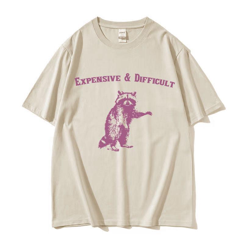 Дорогая и Сложная Енот Смешной Мем Футболка Женская Ретро Харадзюку Мода Футболки Повседневная Футболка M