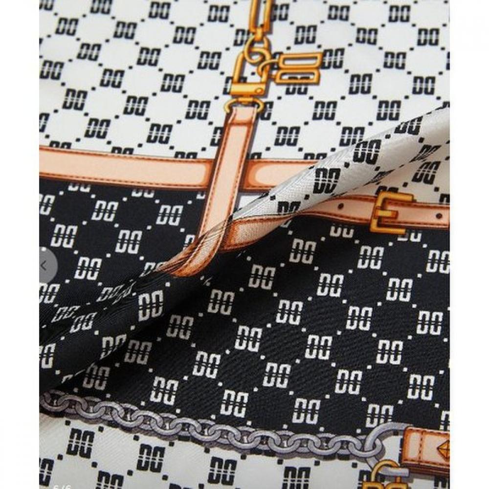 Daks Black Dd Chain Pattern Silk Square Scarf Dcsc1f021bk