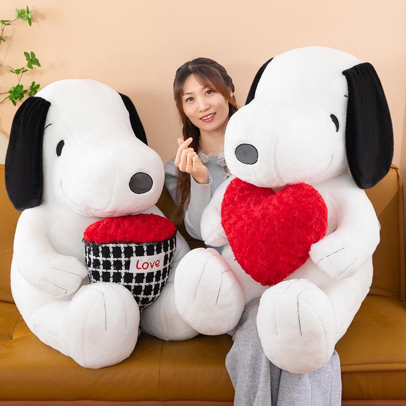 Cuscino Peluche Snoopy Fiore Cuore - Grande Regalo di Compleanno per Bambine