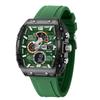 8109 New Men's Square Dual Display Sport Watch - 50M Waterproof Luminous Alarm Chrono Dual Time Multi-Color Silicone Strap