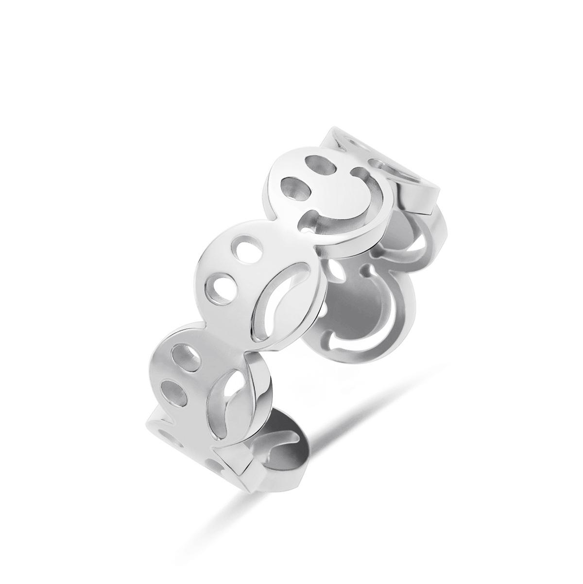 

Модное корейское женское кольцо из нержавеющей стали с рисунком смайлика, титановое стальное открытое кольцо, не выцветает, украшение для руки Opening adjustable