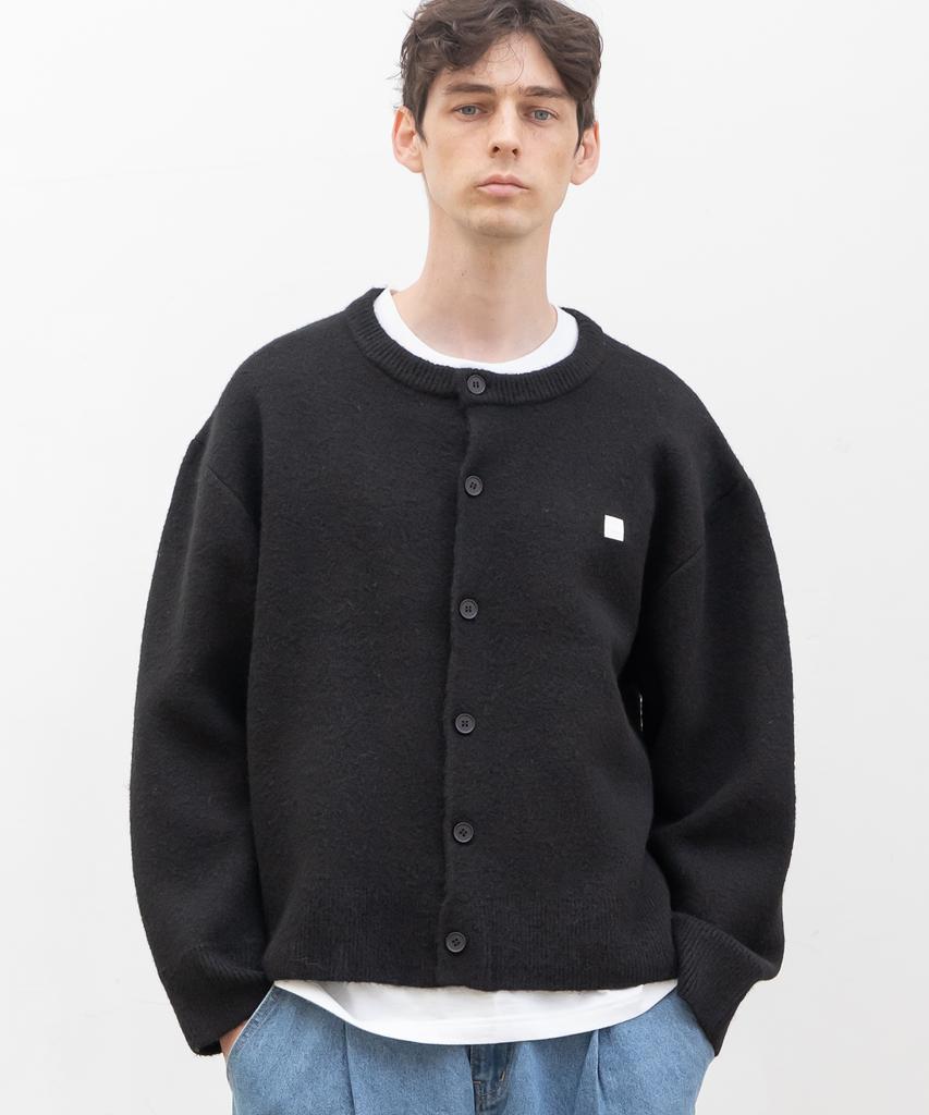 Chambros Round Neck Crop Knit Cardigan [Black]