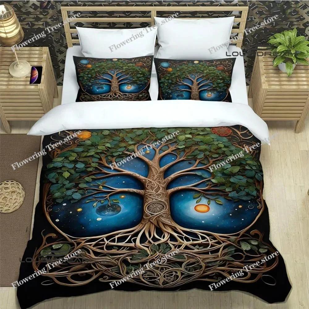 Tree of Life Printed Bedding Sets Exquisite Bed Supplies Set Duvet Cover Bed Comforter Set Bedding Set Luxury Birthday Gift029