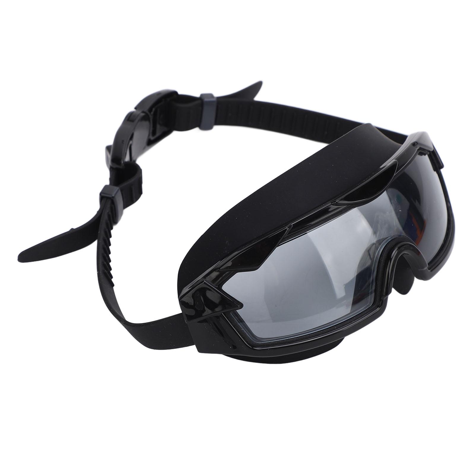 Swim Goggles with Earplugs PC Silicone Clear Lens Wide View Anti Fog Swimming Goggles for Adults Men Women