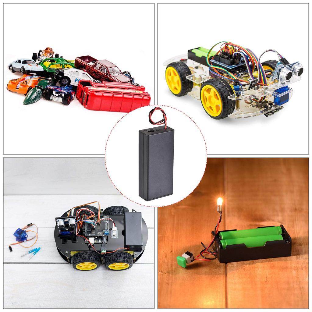 uxcell Case Saving Box 2 Slots x 3.7V 2-Wire Lead On/Off Switch Cover for 2 x Batteries 5pcs