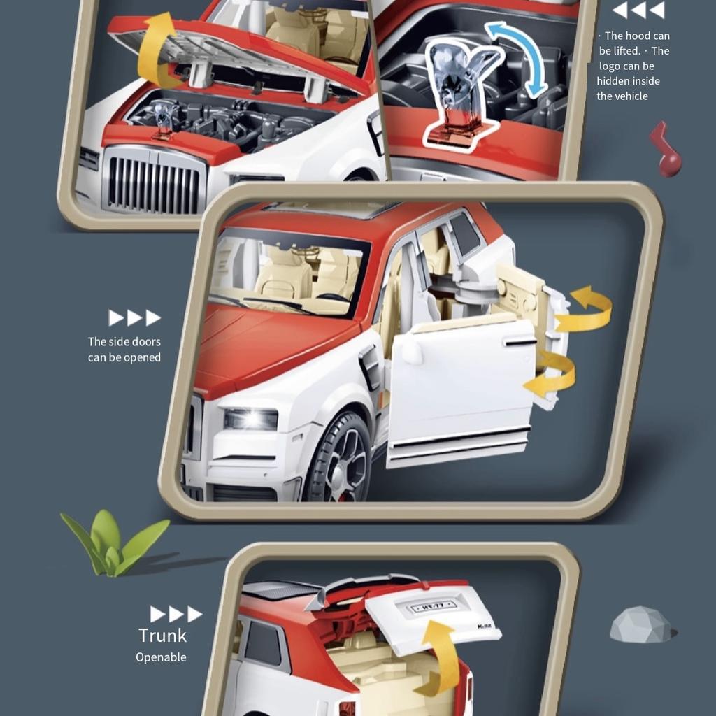 Maßstab 1/20 HT-77 SUV Legierungsmodell mit Geräusch und Leichtgewicht Kinder-Trägheitsauto Spielzeug Beleuchtung Musik Limousine Manuell zu öffnende Türen Modell Geschenk