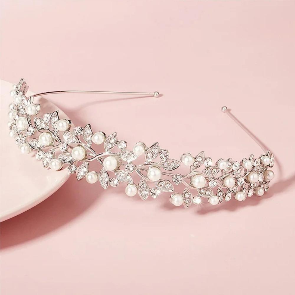 Simple Rhinestone Hair Crown Headpiece Headwear New Pearl Rhinestone Headband