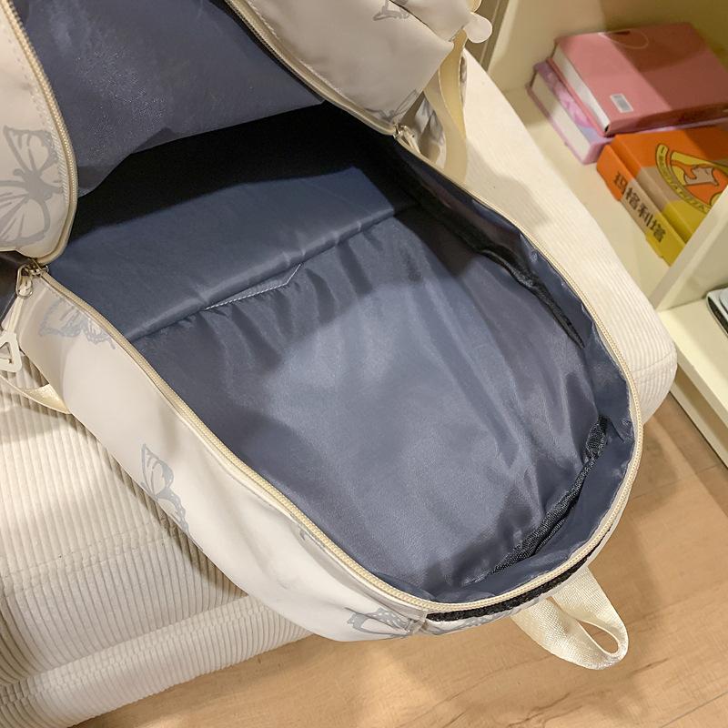 Butterfly Print Backpack Student Schoolbag Women's Large Capacity Travel Lightweight Backpack with Coin Purse