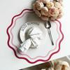 Faux Leather Scalloped Placemat Heat-Resistant Non-slip Heat Insulation Waterproof Dining Table