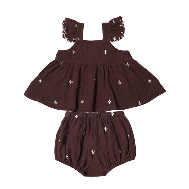 

Комплект одягу з чистої бавовни для дівчинки. Літній м’який топ без рукавів + шорти. Одяг для дівчинки. 90