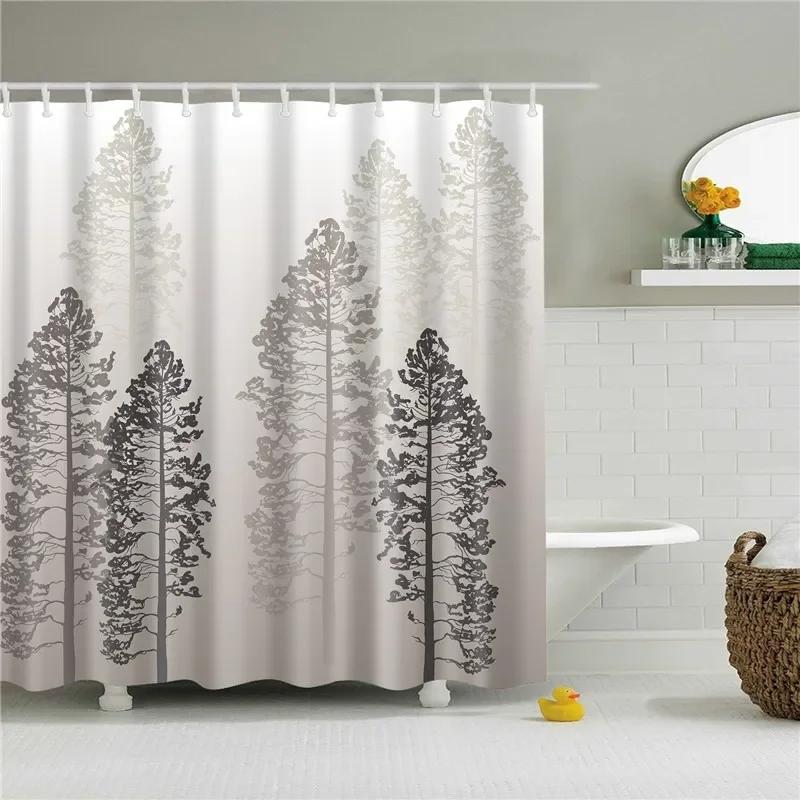 

Scenery Tropical Green Plants Leaves Trees Flowers Bathroom Curtains Shower Curtain Waterproof Polyester Frabic with 12 Hooks 90x180cm
