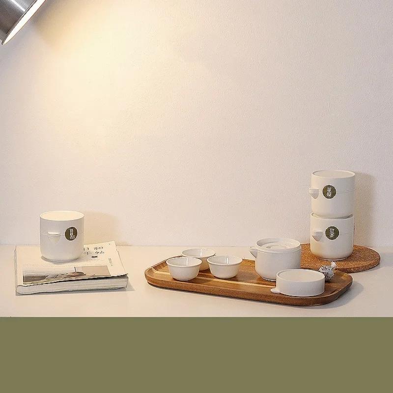 Portable Travel Kung Fu Tea Set Disposable Teapot Cup Storage Outdoor Portable Teapot and Infuser Portable All-in-One Gift Pack