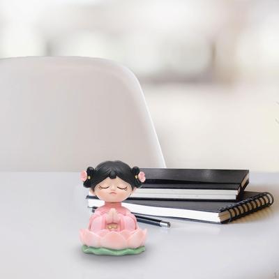 Mini estátua de menina budista, decoração para casa, artesanato, mesa