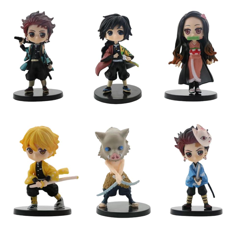 

6Pcs Set Anime Demon Slayer Figure 7cm Kamado Tanjirou Kamado Nezuko Mini Cute Edition Pvc Doll Toy Desktop Ornament Gift