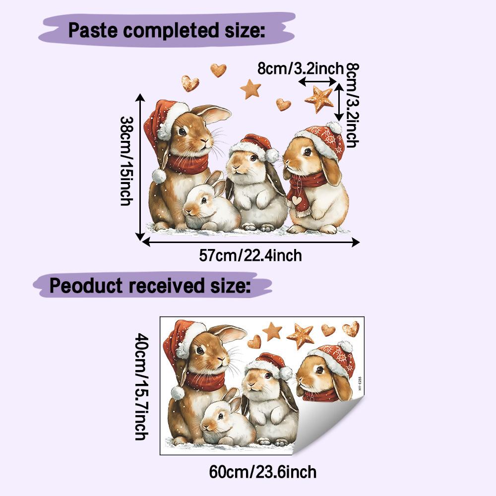 

1pc Christmas Sticker with Bunny Design - Removable Waterproof Decal for Wall Art, room decoration room decor aesthetic