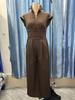 Hot-selling Women's Clothing New Long Dress Waist Sleeveless Solid Color V-neck Dress