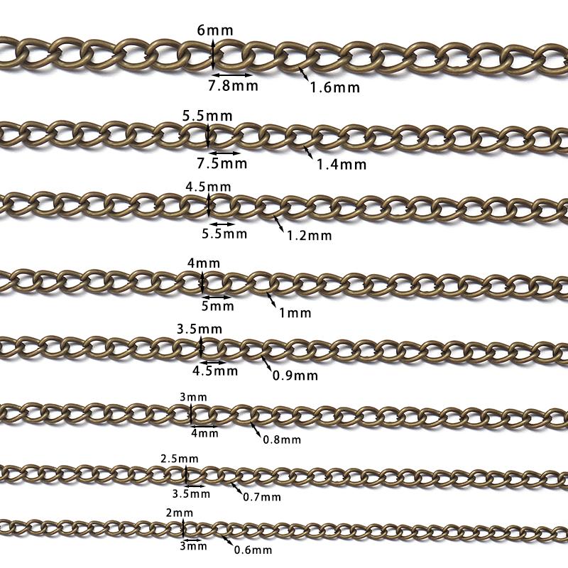 10 Yards/Lot Iron Encrypted Link Chains Necklace Chain Accessories Metal Extender Chain for Jewelry Making Diy Necklace Wholesal