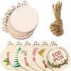 100Pcs Merry Christmas Wooden Round Baubles Tags Christmas Balls Decoration DIY Craft Ornaments Christmas New Year Navidad Decor