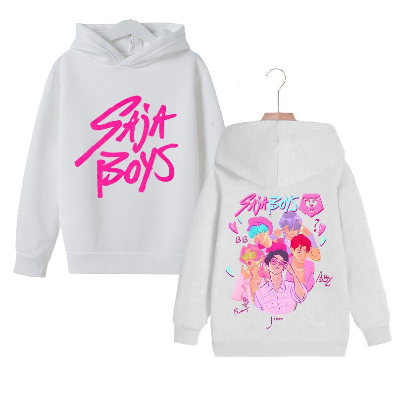 Soft Children Hoodie, Front Letter And Back Cartoon Boys Group Double Print, Autumn Winter Long Sleeve Pullover Sweatshirt For Kids Daily Wear