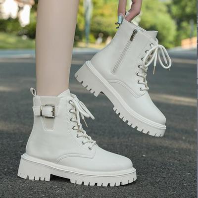 Female British Style Motorcycle Thick Soled Spring and Autumn Thin Single Boots Winter Sweet Cool Short Boots
