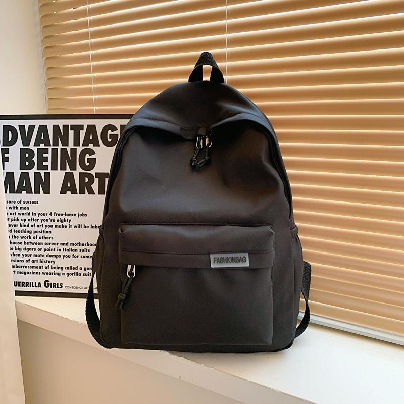 Unisex Minimalist Dopamine Backpack Solid Color Quilted Letter Logo Nylon Large Capacity Lightweight Laptop Backpack for Daily