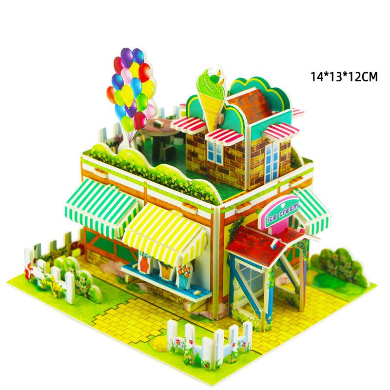 Villa House Castle Building Model 3D Cardboard Puzzle Jigsaw Toys Children's Interest Educational Toys Kids Gift