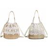 Casual Lace Straw Shoulder Bag Bohemian Hollow Weave Tote Bag Large Capacity Flower Beach Handbag Picnic