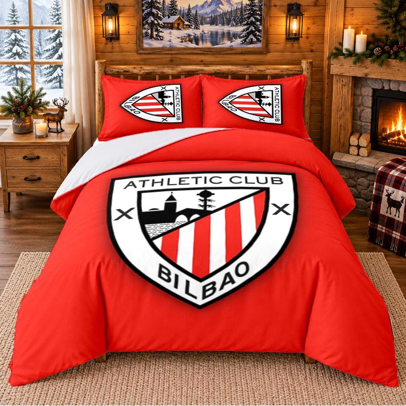 Athletic Bilbao Pattern Bedding 3Pcs Set Bed Sheet And Pillowcases For Indoor Bedroom
