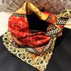 BYSIFA| Winter Brand Women Silk Scarves Hijabs Elegant Red Coffee Square 30% Silk 70% Wool Scarf Printed Neck Scarves 70*70cm