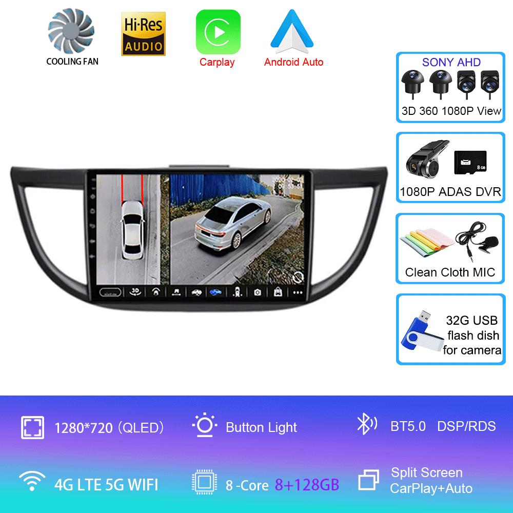 Car Radio Android 14 WIFI Navigation For Honda CRV CR-V 2011 2012 2013 2014 2015 2016 Multimedia Player Wireless Carplay Stereo