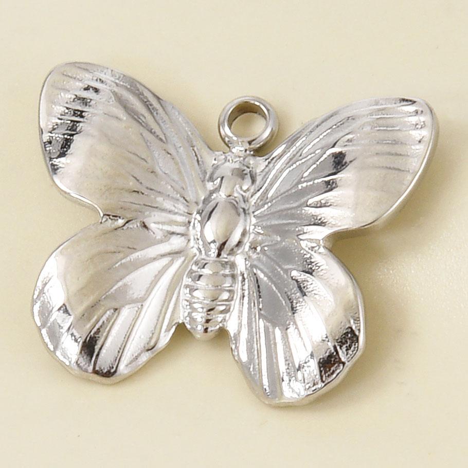 6pcs/Lot Silver/Gold Color Butterfly Animal Pendant Stainless Steel Charm For Jewelry Making Supplies Handmade Keychain Necklace