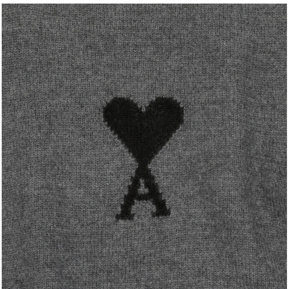 Ami Big Heart Logo Intarsia Turtleneck Knit  Model  Uks839 018 0504 