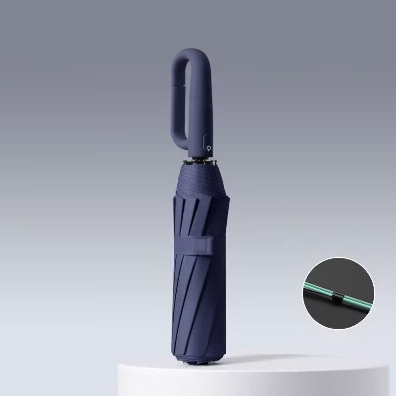 

20K Пряжка Мужской Женский Зонт Полностью Автоматический Зонт Обратного Сложения с Ветрозащитными УФ Зонтами Прочный Солнцезащитный Двойные Спицы тёмно-синий