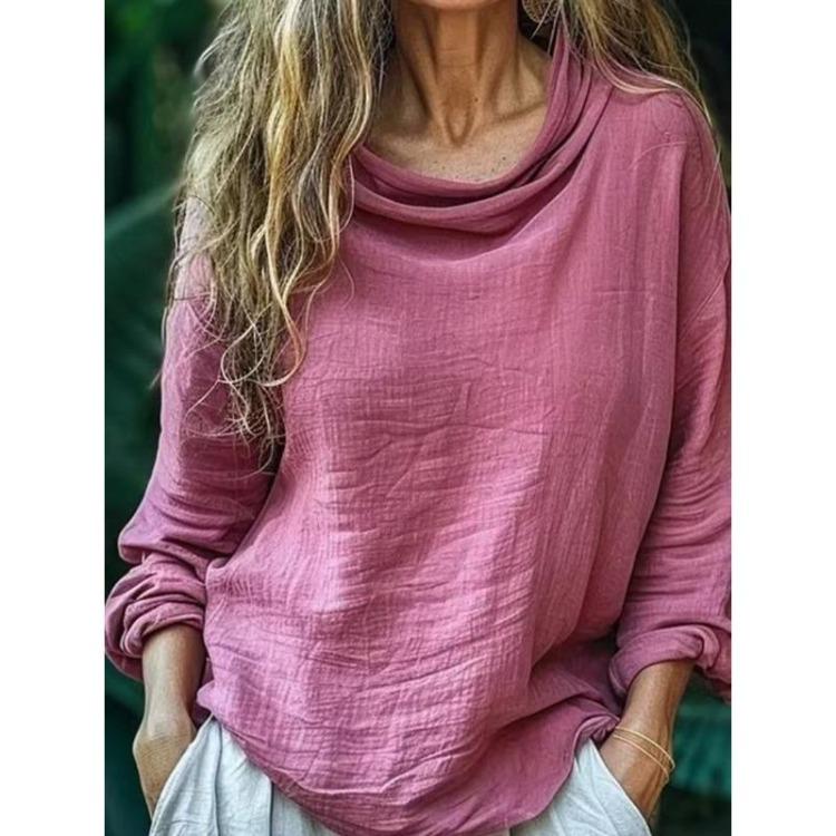 Long Sleeve Blouses Shirts Womens Fashion Casual Solid Color Print Spring Autumn
