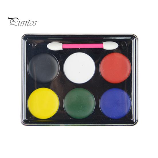 

6-цветная палитра красок для лица: красная, белая, синяя, черная, зеленая, желтая, для рисования тела, для макияжа, высокопигментированная гипоаллергенная палитра для художников на водной основе A