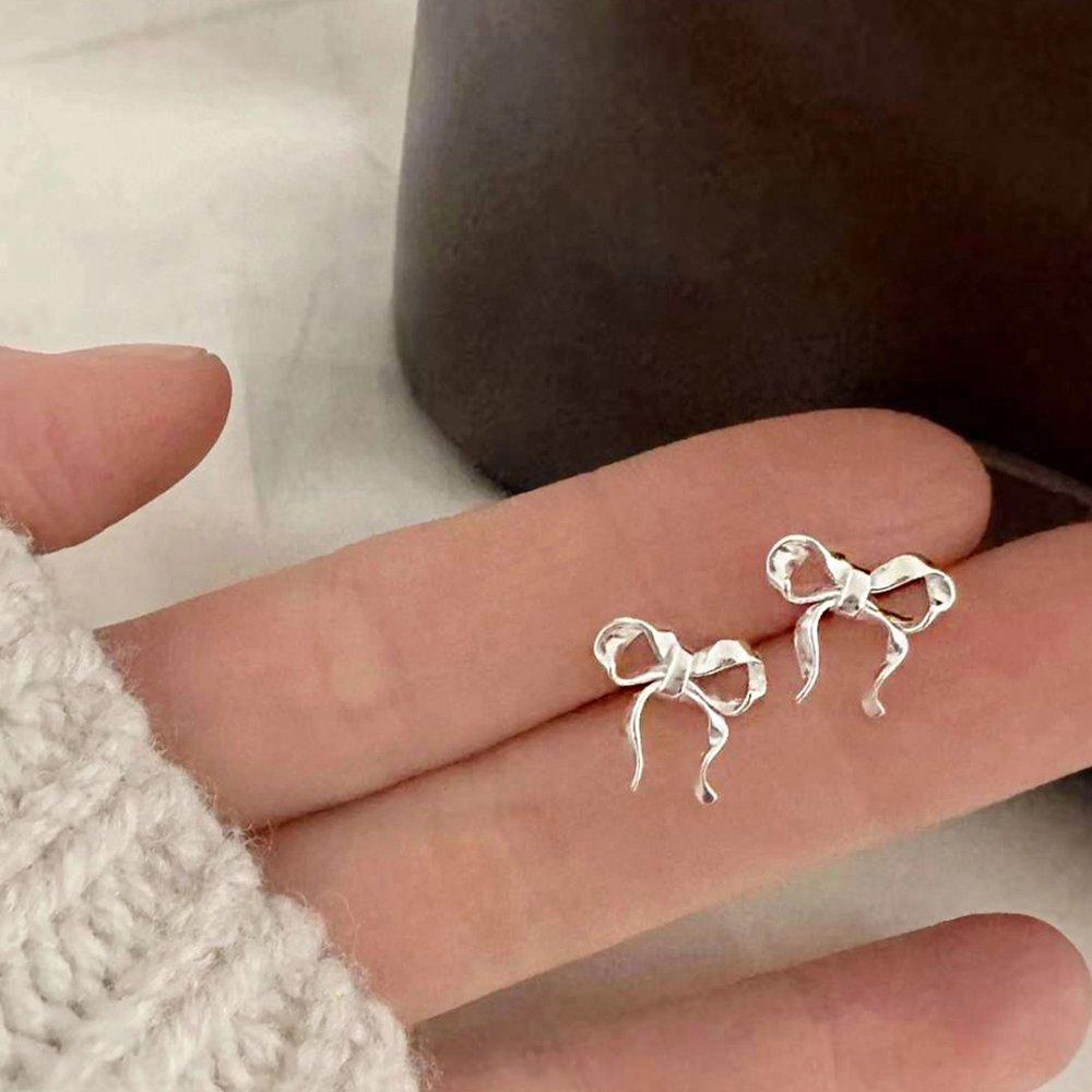 Lovely Special Ribbon Silver Earrings