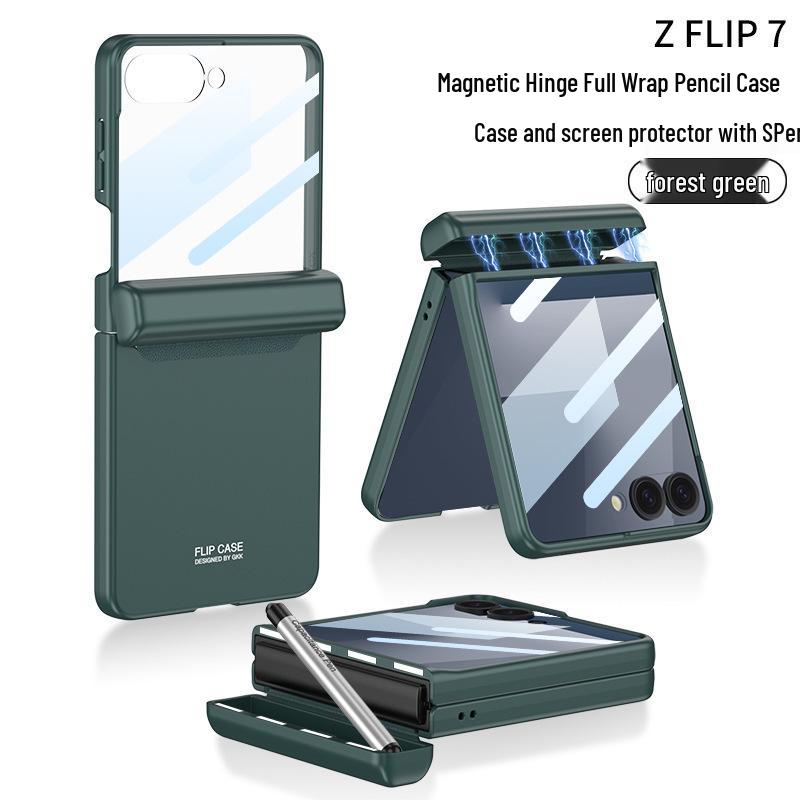 Samsung Z Flip7 Magnetisk Deksel med Penneholder & Beskyttende Skall for Flip6